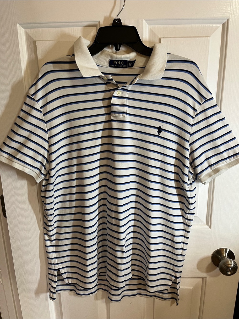 Polo by Ralph Lauren White & Navy Striped Short-Sleeve Polo